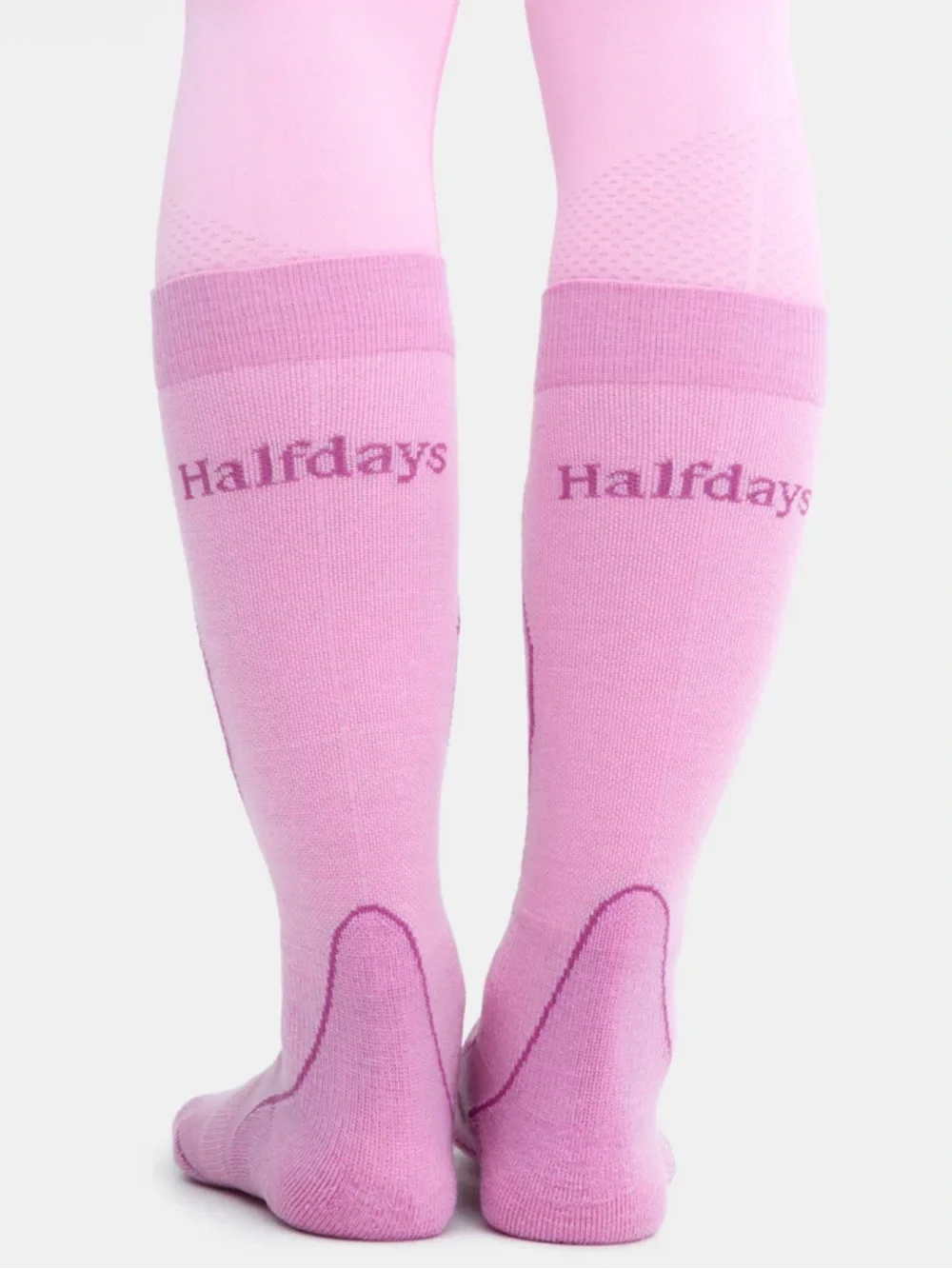 Halfdays Light Cushion Ski Sock Merino Wool Blend Peony Pink M/L